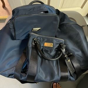 Michael Kors Navy Blue Duffle and Toiletry Bag